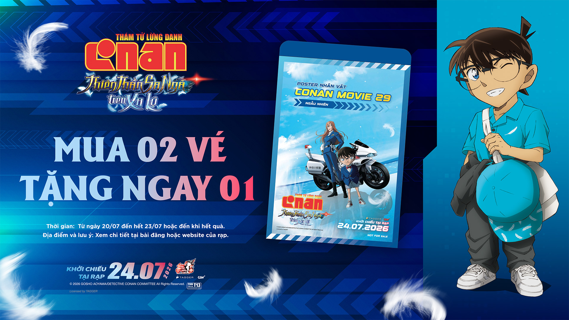 MUA 02 VÉ XEM PHIM CONAN MOVIE 29 NHẬN NGAY 01 POSTER NHÂN VẬT